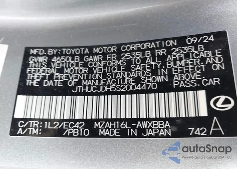 2025 Lexus Ux 300H Premium z USA, uszkodzony, nr VIN JTHUCJDH5S2004470